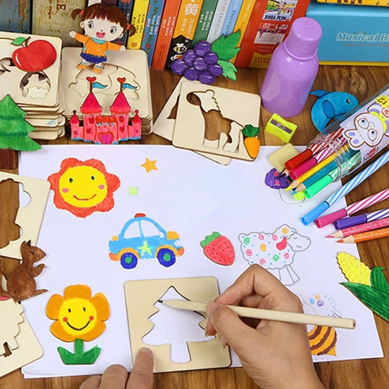 Estêncil de Madeira Montessori para Crianças - Desenhos incríveis em questão de minutos
