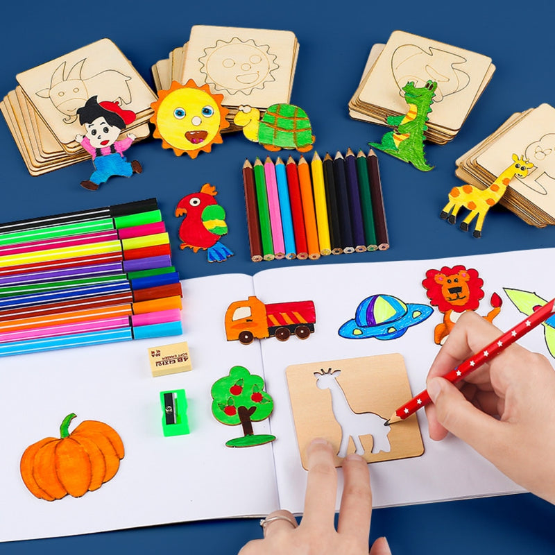 Estêncil de Madeira Montessori para Crianças - Desenhos incríveis em questão de minutos