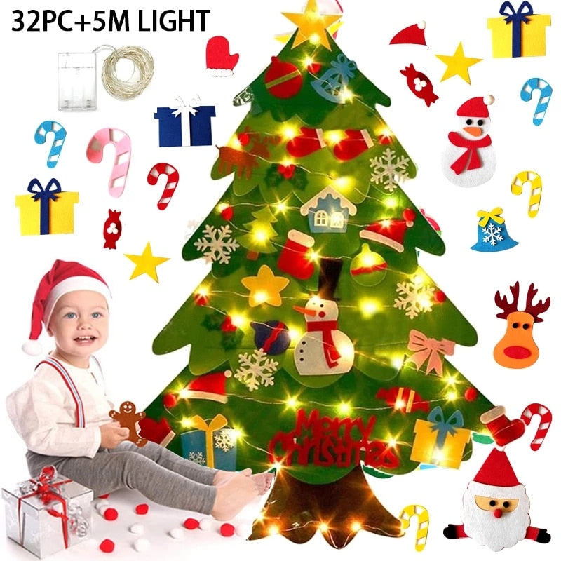 Árvore de Natal Educação Infantil Feltro 2022/2023 + 5 Metros de corda de Luz