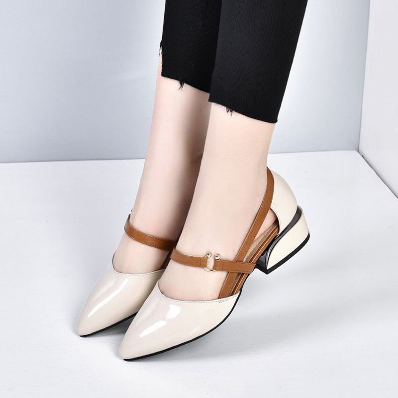 Sapato de Couro Summer Fashion Salto Baixo | Moda Verão 2023